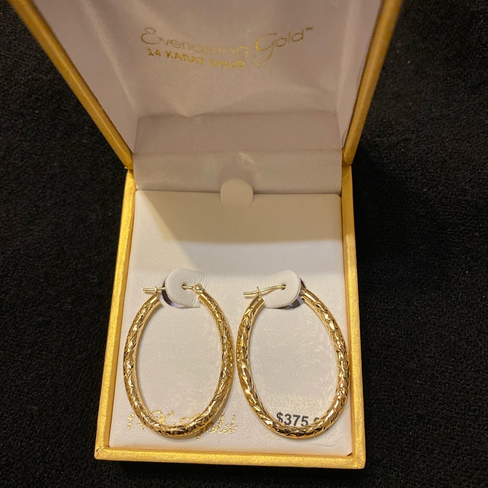 ❌❌SOLD❌❌14K Solid Yellow Gold Ear Loops New - Picture 2 of 7